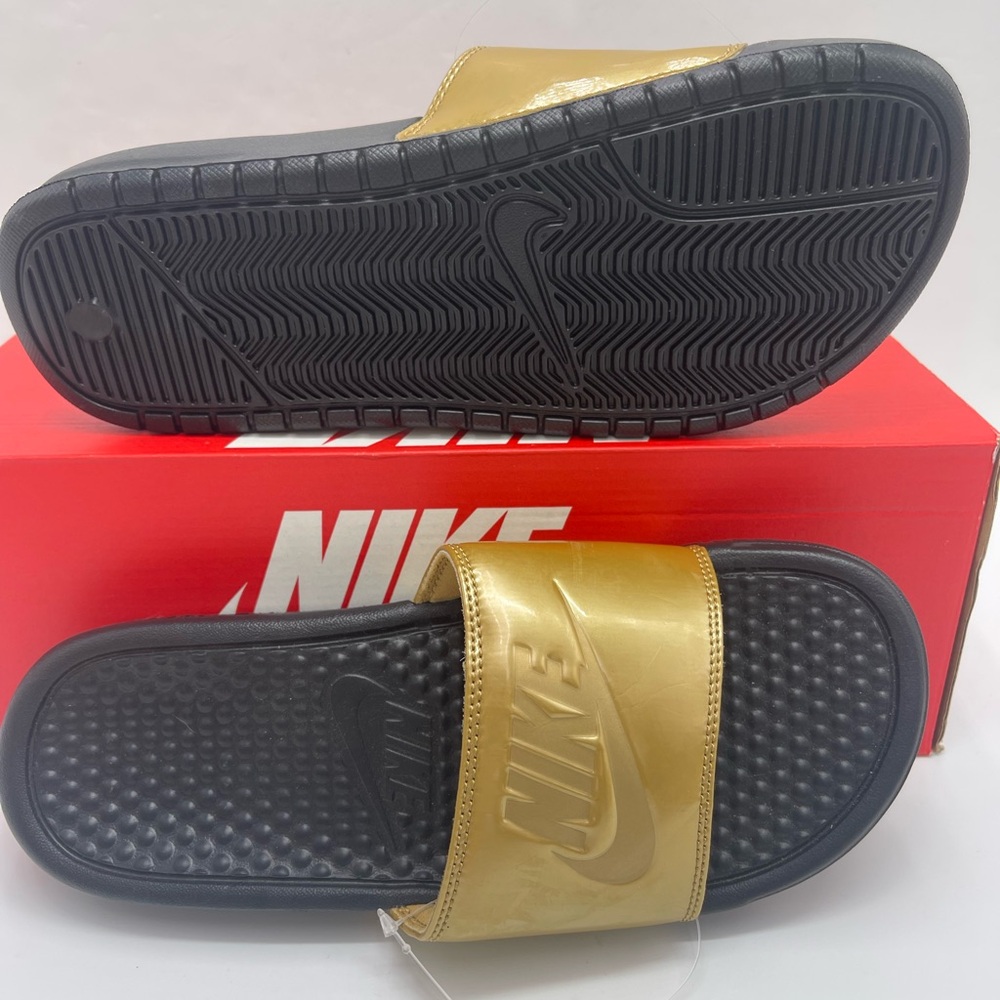 Nike WMNS Black and Gold Slide Sandals - Picture 3 of 16